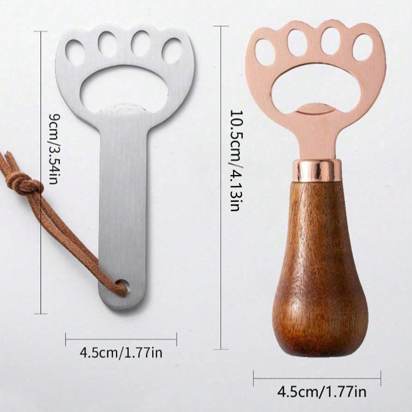 1PC Wooden Beer Bottle Opener with Rose Stainless Steel Lever, Durable Vertical Opener for Home Bar Essentials