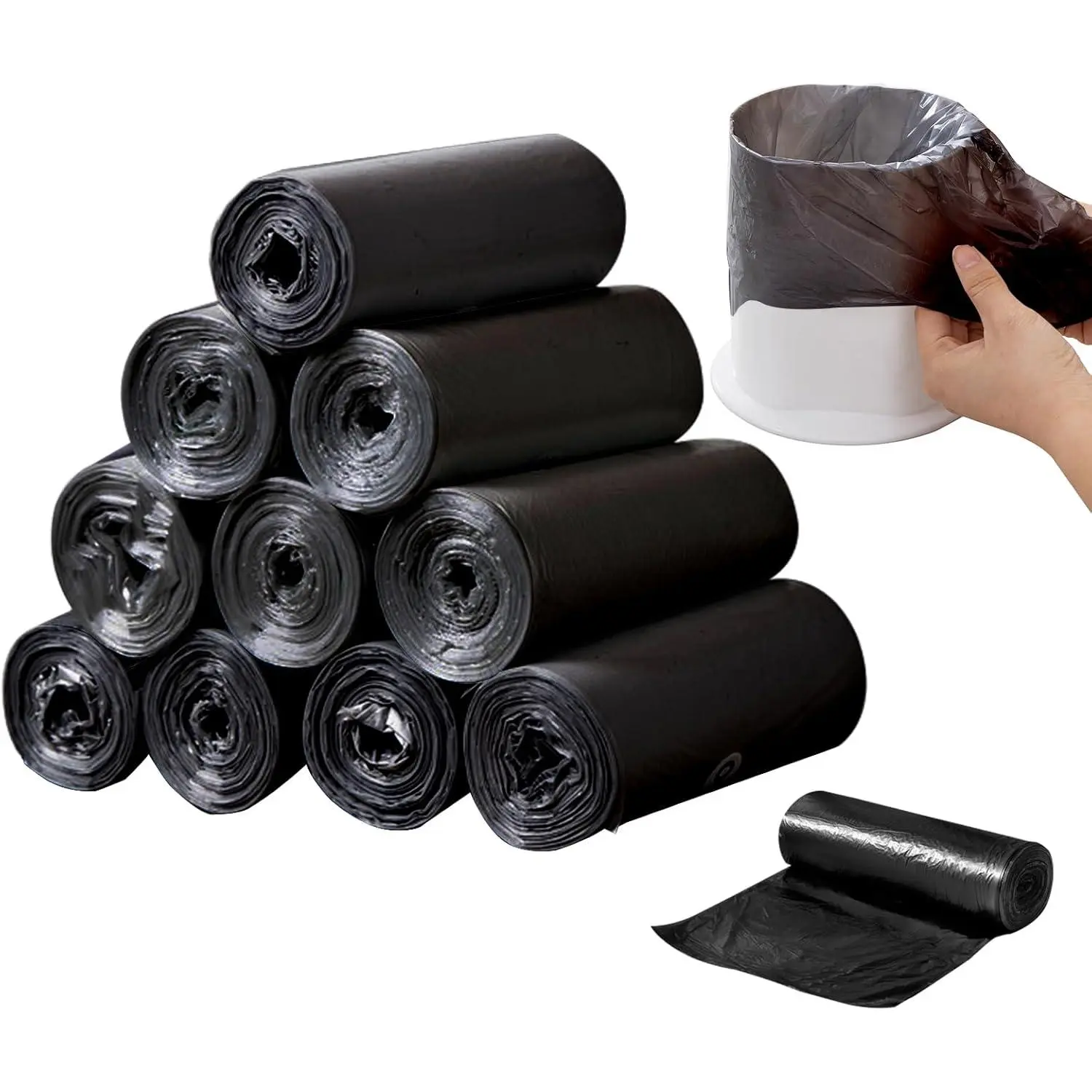 Mini Strong Trash Bags, 0.5 Gal Small Garbage Bags  Desktop Mini Trash Can, 300 Counts, Black