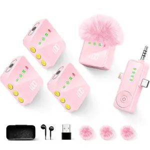Lavalier Microphone for /Android/Cameras - Mini Microphone with Noise Reduction & LED Digital Display and 40H  Life, 4 Pack Mic for Video Recording Podcast YouTube()