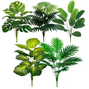 Artificial plants, Decorative artificial plants, 5-piece set, with 60 large leaves, maintenance-free evergreen money tree, perfect for New Year, Valentine's Day, weddings, all year round, assemble leaves yourself, pot not included, Decorative Fake Plants