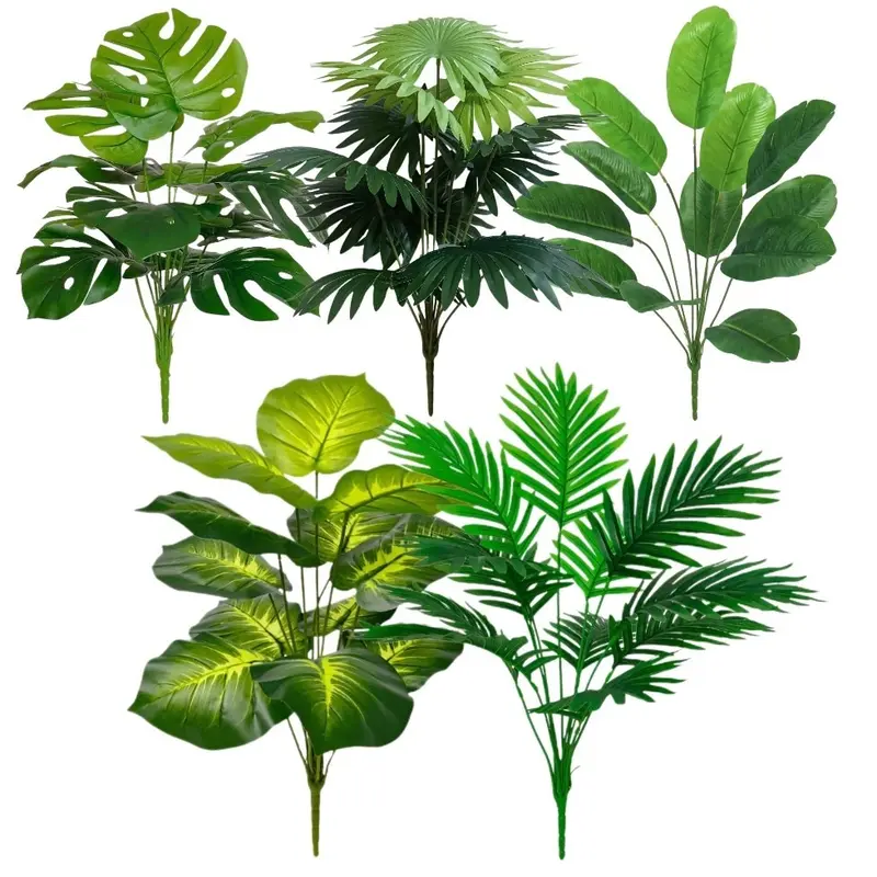 Artificial plants, Decorative artificial plants, Plant Decorations, 5-piece set, with 60 large leaves, maintenance-free evergreen money tree, perfect for New Year, Valentine's Day, weddings, all year round, assemble leaves yourself, pot not included
