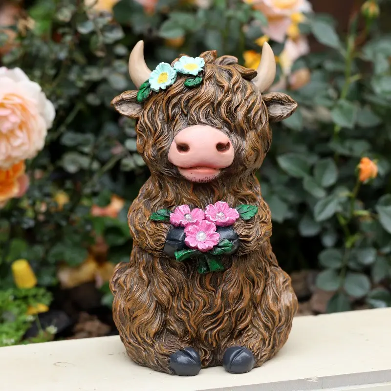 Halloween Highland Cow Home Garden Decor, Farmhouse Table Centerpiece, Resin Decoration Gift, Resin Animal Sculptures, Easy to Install, Reusable, New Arrival, Durable, Lightweight, Portable, Easy to Hang, Set, Great Gift Idea
