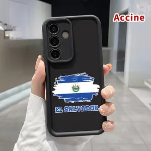 Phone Case Compatible with Samsung Galaxy S26 S23 Ultra S24 Plus S25 S22+ Case Salvadoran Flag Brushstroke TPU Silicone Raised Edges Camera Protection Phone Cover for Boy