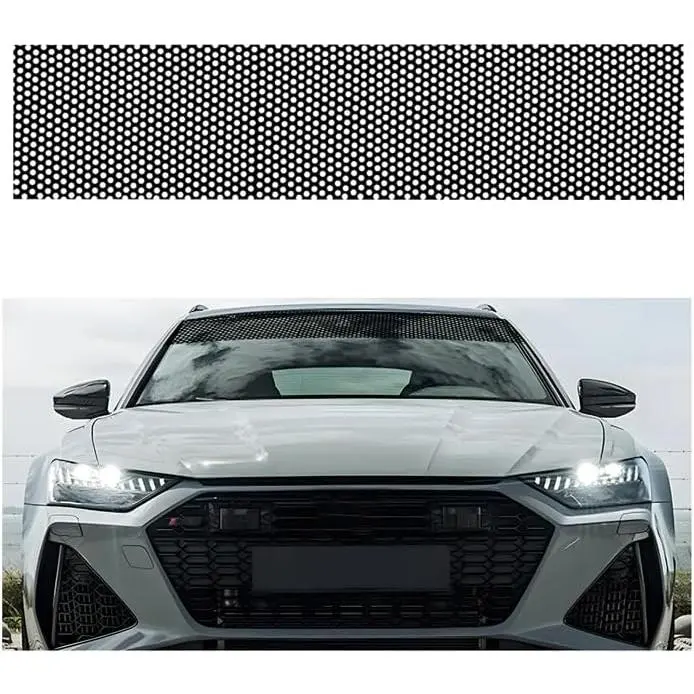 Windshield Tint Strip, Sun Shading UV   Front Windscreen Tint Film Sticker, Self Adhesive Anti-Glare Automotive Windshield Sun Visor Strip,  Fit (Mesh)