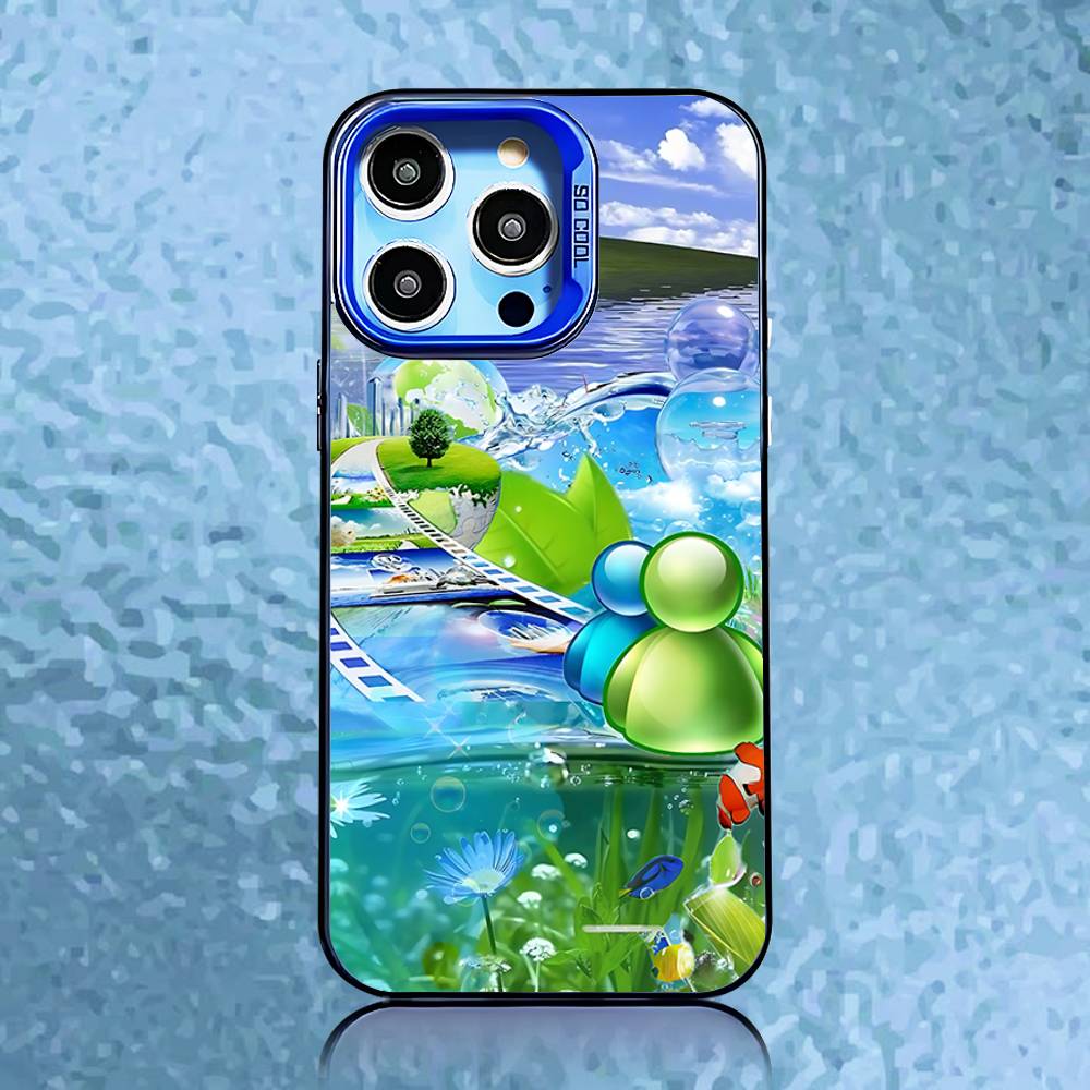 Frutiger Aero Phone Case For iPhone17, 16,15,14,13,12,11,Pro,XS,Max,Plus,Mini,SE Blue Candy Matte Shockproof Cover