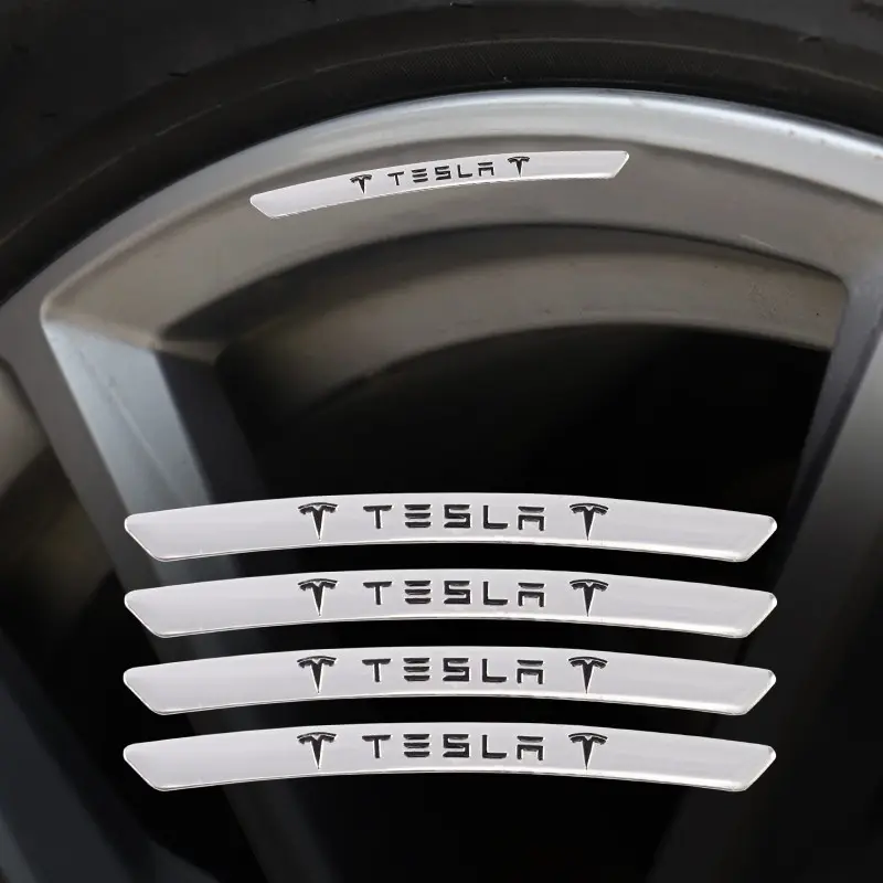 4Pcs Aluminum Logo Car Wheel Rim Hub Sticker Car Decoration For Tesla Model 3 Model S Model X Model Y Cybertruck Roadster SpaceX