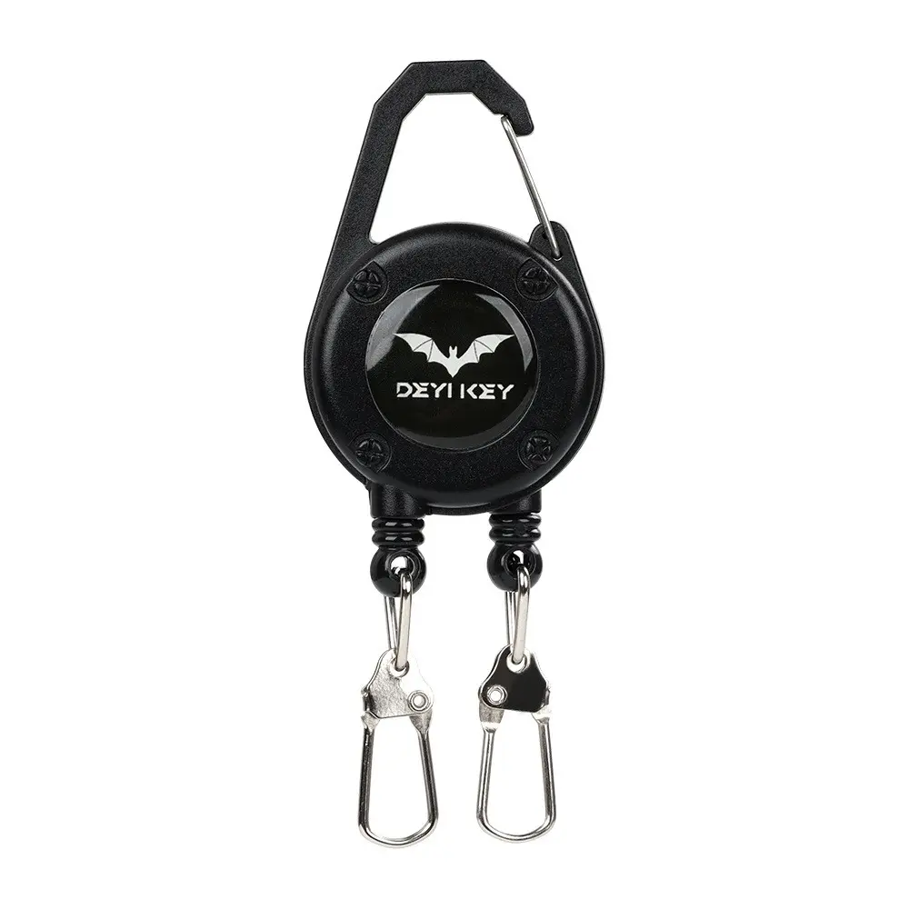 Outdoor Dual-Head Retractable Clip Badge Holder, Silicone Strap, ID Card Reel, Easy Pull Hook, Secure Attachment for Work Ids