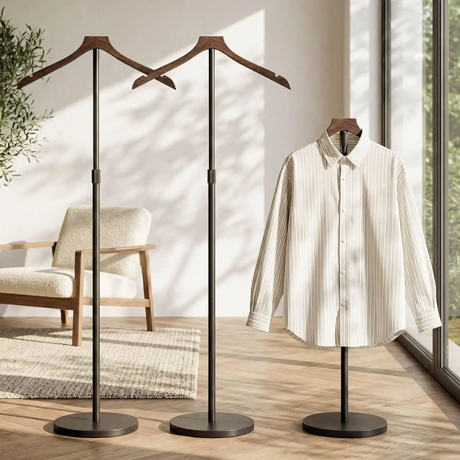 2 Pack Mannequin Torso, Adjustable Shirt Display Stand 30 to 41 Inches Height, Stable Dress Form Clothing Display Stand for Vendor, Portable Garment Rack for Cap and Gown, Walnut Wood