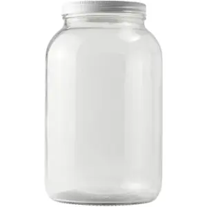 1 Gallon Jar with White METAL Airtight Lid | Glass Canisters with Airtight Lids | Large Glass Jar with Fermentation Lid for brewing, fermentation and pickling