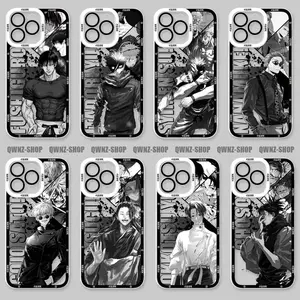 Jujutsu K-Kaisen Anime Phone Case Satoru Gojo Yuji Itadori Megumi Fushiguro Phone Case For iPhone 17 Promax 17Air 16 Plus 15 14 13 12 11 Pro - Transparent TPU Shockproof Protective Cover Gift For Birthday Halloween Christmas