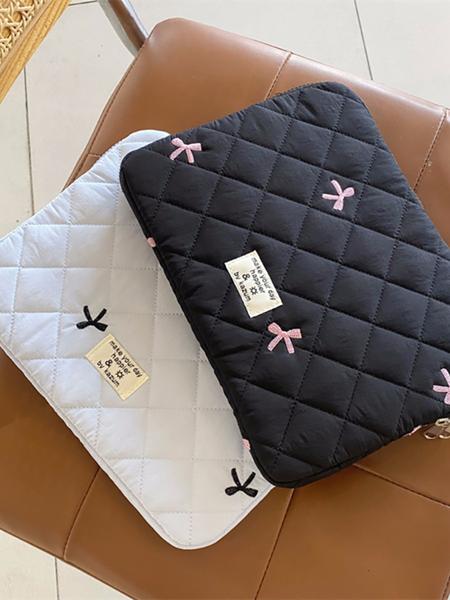 Cute Lingge Embroidered Bow Tablet Bag Laptop Bag compatible with Macbook Full of Girl Hearts Laptop Cover