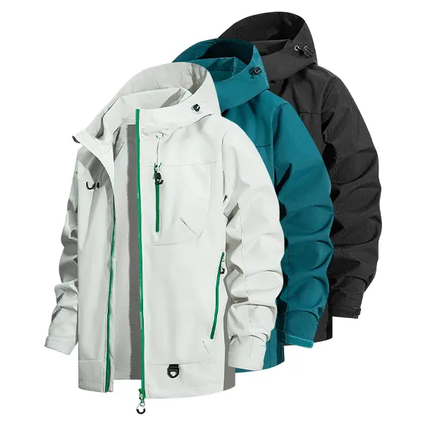 This functional hooded jacket can upgrade your men's fashion outdoor equipment. The adjustable hood design is suitable for hiking, camping, and daily outdoor hiking.