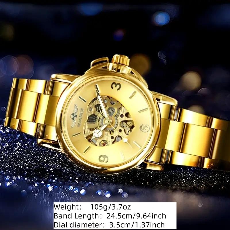 Women's Automatic Mechanical Watch, Analog Mechanical Watch - Luxury Gold Hollow Dial with Luminous Hands, Stainless Steel Strap, Suitable for Formal and Leisure Activities - Ideal Gift for Women's Christmas, Birthday, and New Year