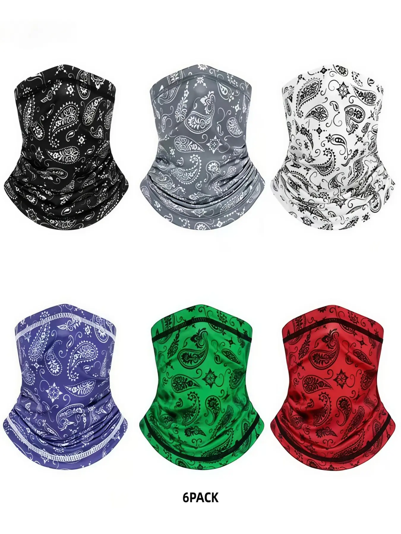 6 Pack Neck Gaiter & Balaclava Face Mask – Breathable Sun Protection Headwear for Men & Women, Perfect for Outdoors & Sports bandana, Face Coverings