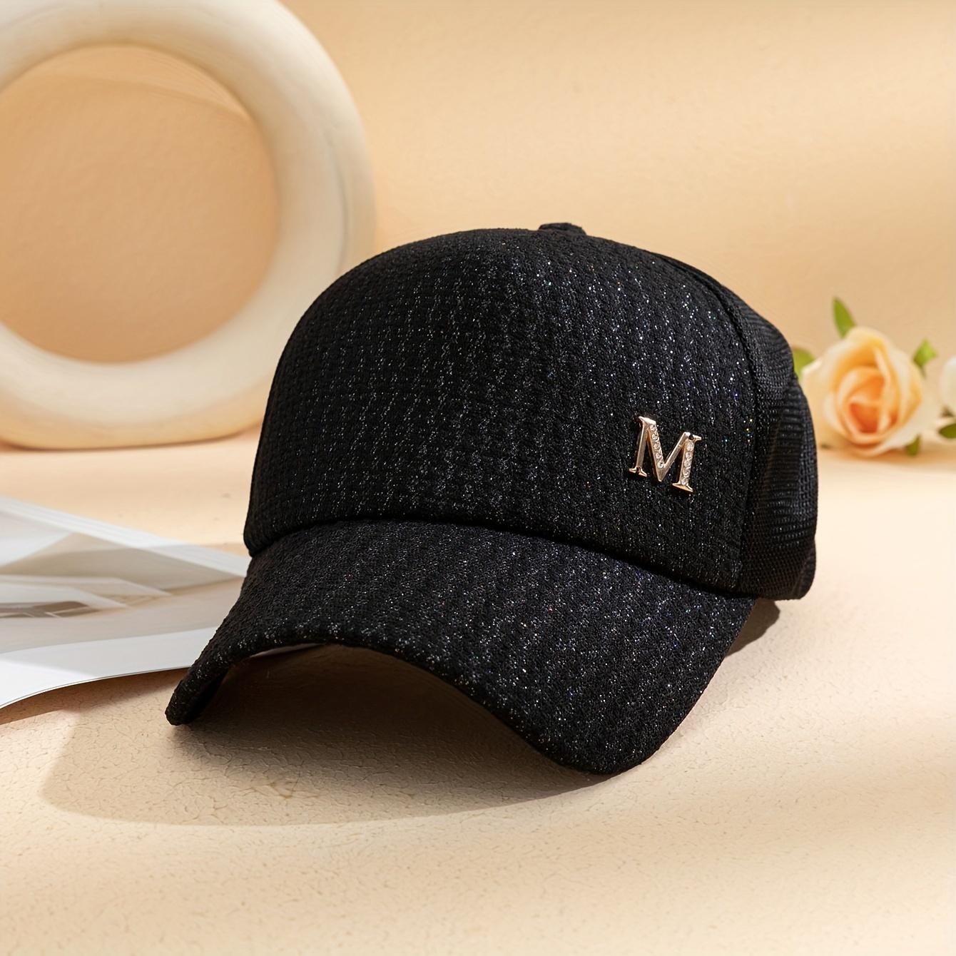 Letter M Decor Baseball Cap Trendy Solid Color Mesh Dad Hats Lightweight Breathable Trucker Hats For Women daily use Spring & Summer