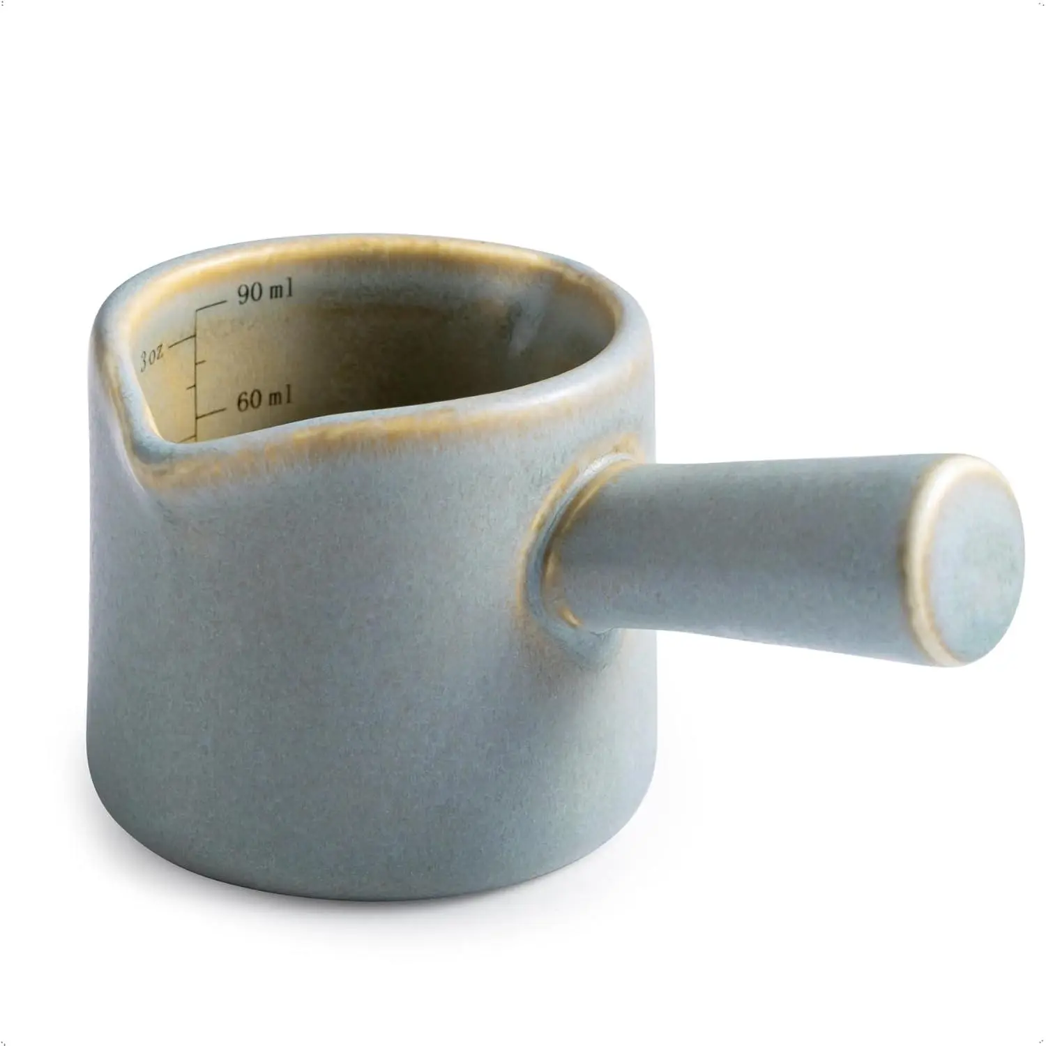 Espresso Cups Ceramic, Espresso Measuring Cups with  Measurement Scale, Expresso Shots Cup with Handle, Espresso Accessories, 3 Oz/ 90 Ml, Blue