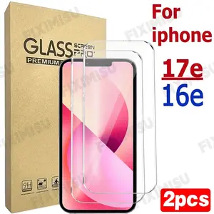 2-piece tempered glass smartphone screen protector, suitable for iPhone 17E/16E, glass film, supports facial recognition, anti-fingerprint, bubble-free
