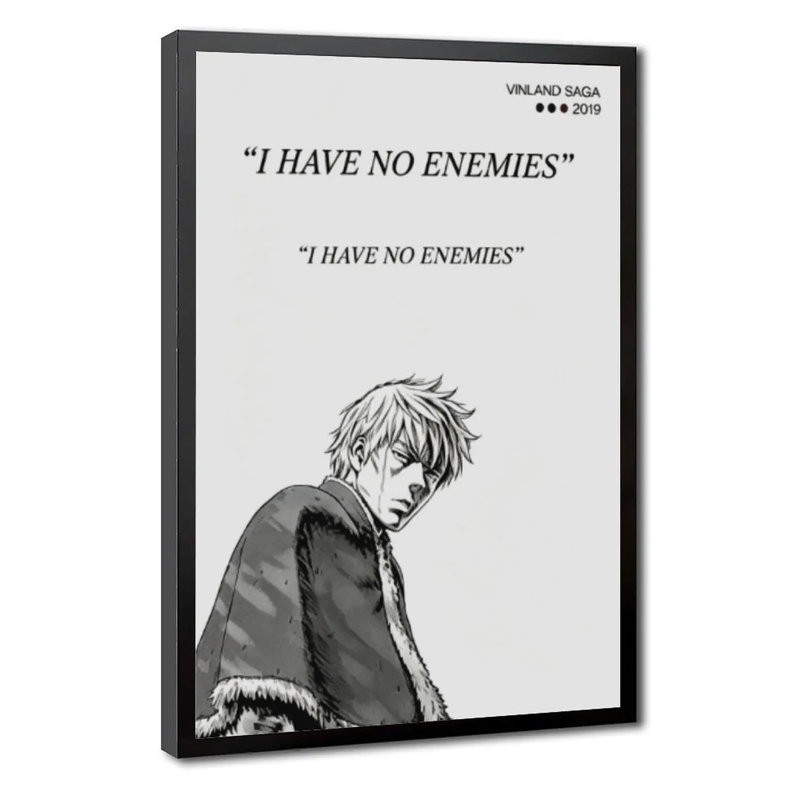 Vinland Saga Poster Canvas Wall Art - "I Have No Enemies" Quote Photo, Minimalist Anime Thorfinn Print, Hanging Japanese Manga Room Decor Set, Home Accessories, Room Accessories