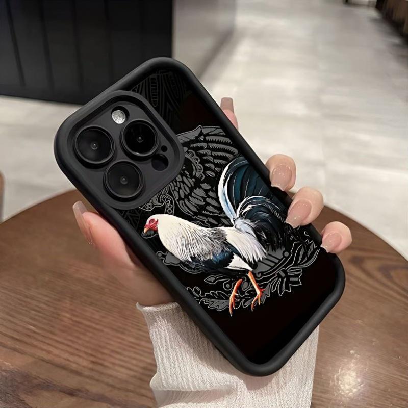 Case for iPhone 17 Pro Max 16 Plus 15 14 13 12 11 Air E Cool Creative Rooster Pattern Shockproof Silicone Protective Softcase