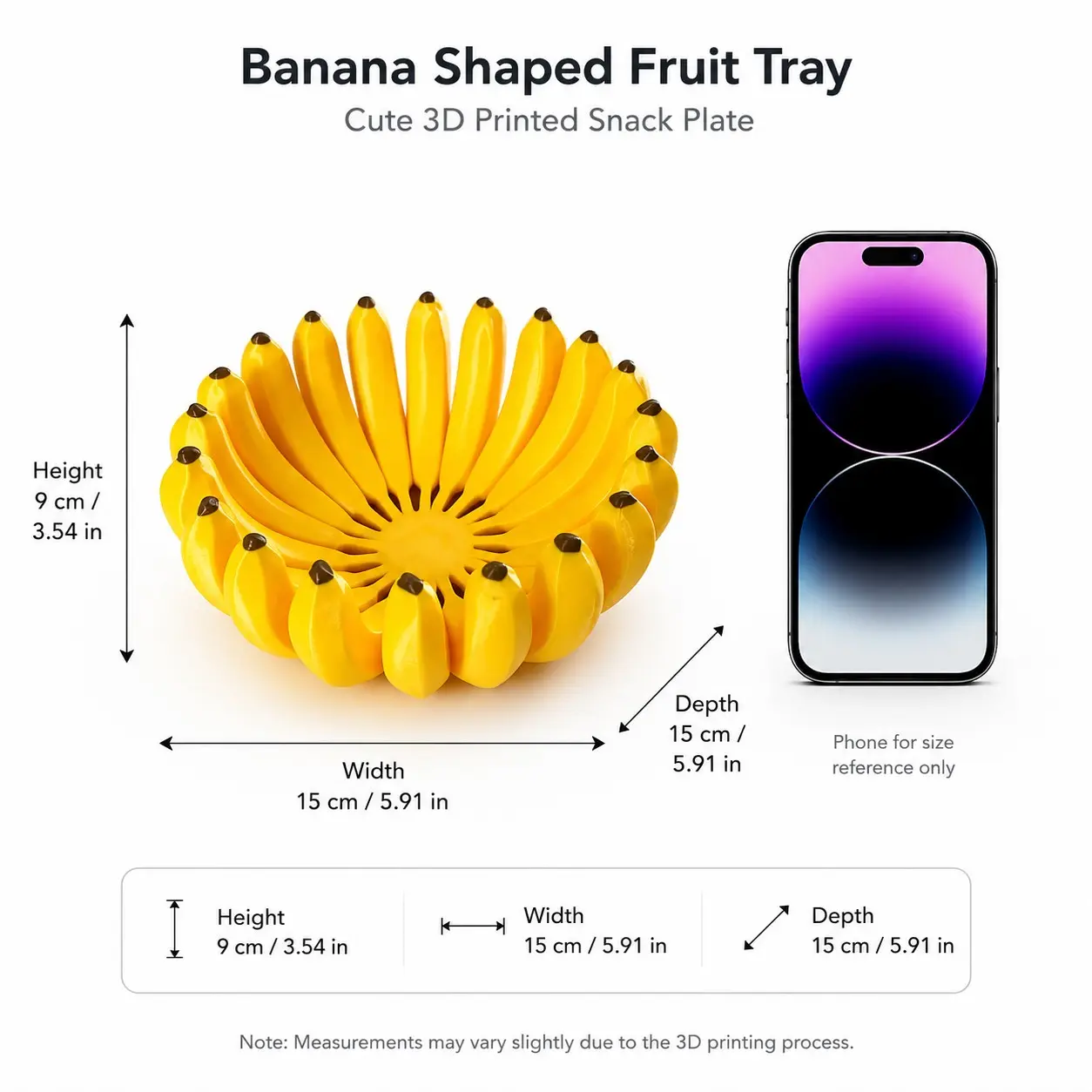 Banana Shaped Fruit Tray, Cute 3D Printed Snack Plate, Decorative Candy Holder, Modern Kitchen Decor Dish, Desk Organizer Tray, Minimalist Home Accessory, Food Trays, Rotating Fruit Plate