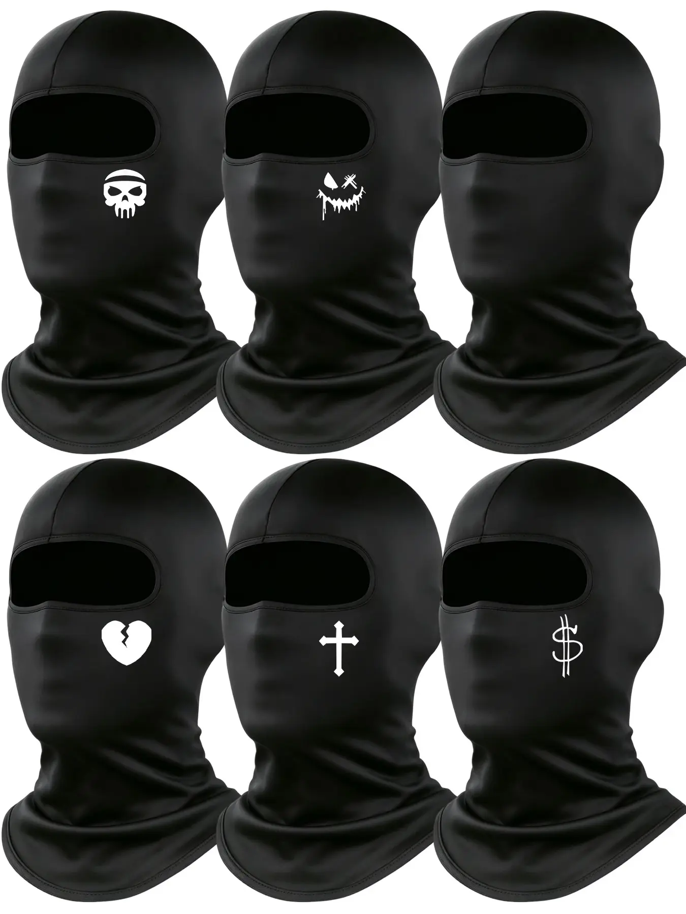 6 Pcs Balaclava Printed pattern Ski Mask for Men, Summer Face Mask for Motorcycle Helmets, Motocross Gear, Dirt Bike Accessories Neck Gaiter, Bandanas, Face Cover Balaclava