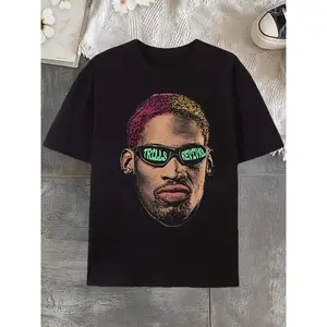 Trendy "Troll Revival" Print American Streetwear Design Graffiti Letter Print Short-Sleeve T-Shirt for Both Men And Women, Perfect for High Street Couple Outfits