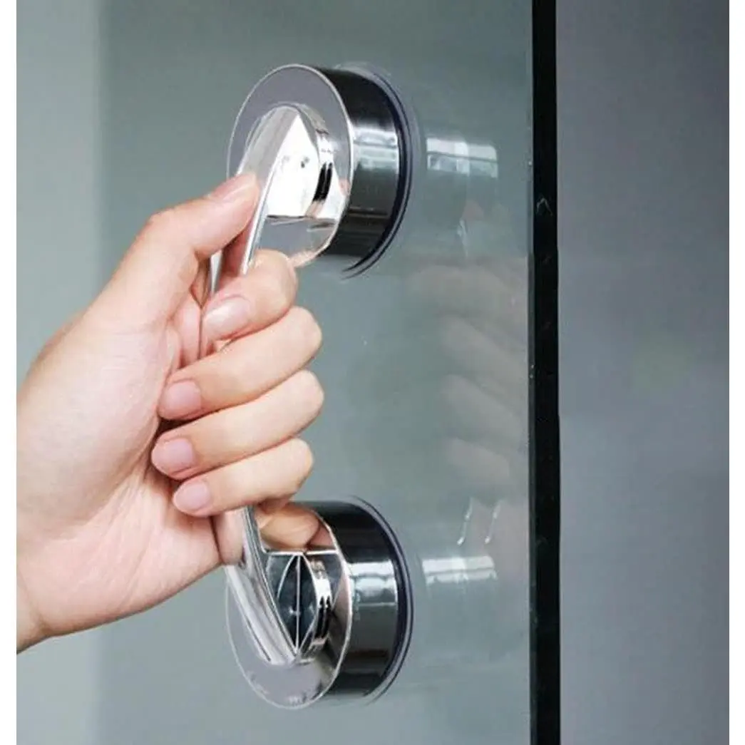 Glass Doors, Cabinet Doors, Suction Cup Door Handles | Can be used for glass doors, refrigerators, drawers, kitchen drawers, cabinet doors, suction cup door handles, (large silver)
