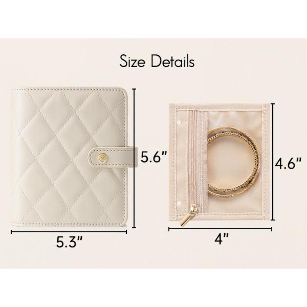 Mini Travel Jewelry Organizer Case | Jewelry Storage Book with Clear Zipper Velvet Pouches | Portable Earring, Ring & Necklace Holder | Ideal Wedding & Summer Gift