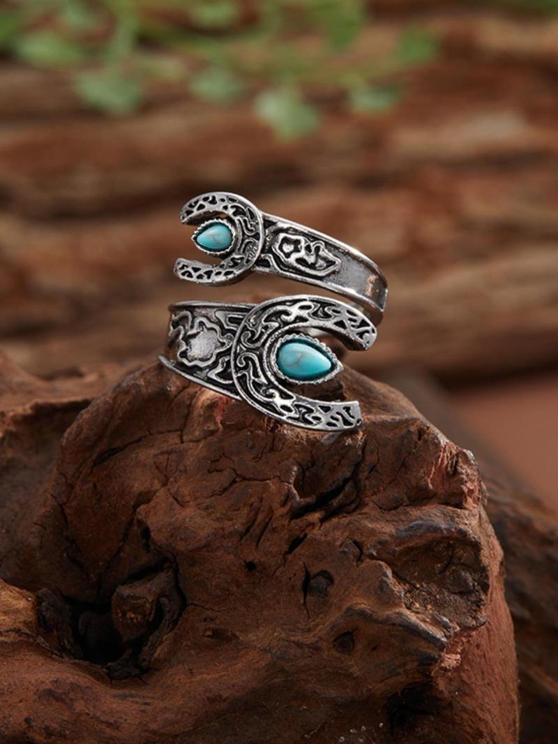 Boho Style Turquoise Decor Cuff Ring, Gifts for Her, Vintage Adjustable Open Ring, Fashion Jewelry Accessories for Women & Girls for Party, Daily Decor, Women Gifts Boho Style Turquoise Decor Cuff Ring, Gifts for Her, Vintage Adjustable Open Ring, Fashion Jewelry Accessories for Women & Girls for Party, Daily Decor, Women Gifts