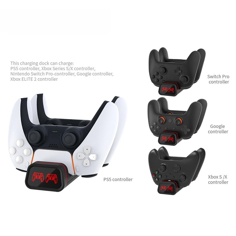 Xbox/PS5/Switch Pro Controller Dual Charging Base -  - Compatible with Xbox/PS5/Switch Pro Controllers (2-Port Fast Charge)Metal Contact Fast Charging + ABS Fireproof Shell - Safe and Durable Multi-Platform Charging Base