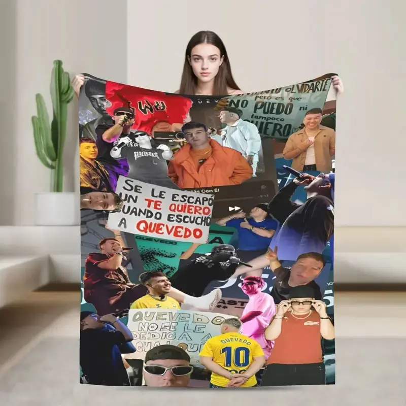 Rapper Quevedo Spanish Singer Blanket Soft Warm Plush Throw Blanket For Outdoor Airplane Travel Flannel Bedspread Bed Cover