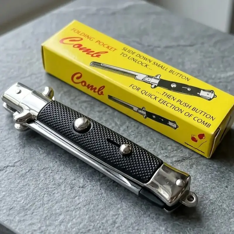 Halloween Party Props Folding Spring Comb, Men's Travel Oil Hair Comb, Folding Spring Comb, Styling Brush for Men