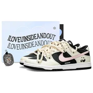 Nike Dunk Custom Panda Sneakers for Women: Leather, Outdoor, Splatter-Aged, Chinese-Inspired, Deconstructed, Non-Slip, Lightweight Verifiable, with credentials and supporting global authentication
