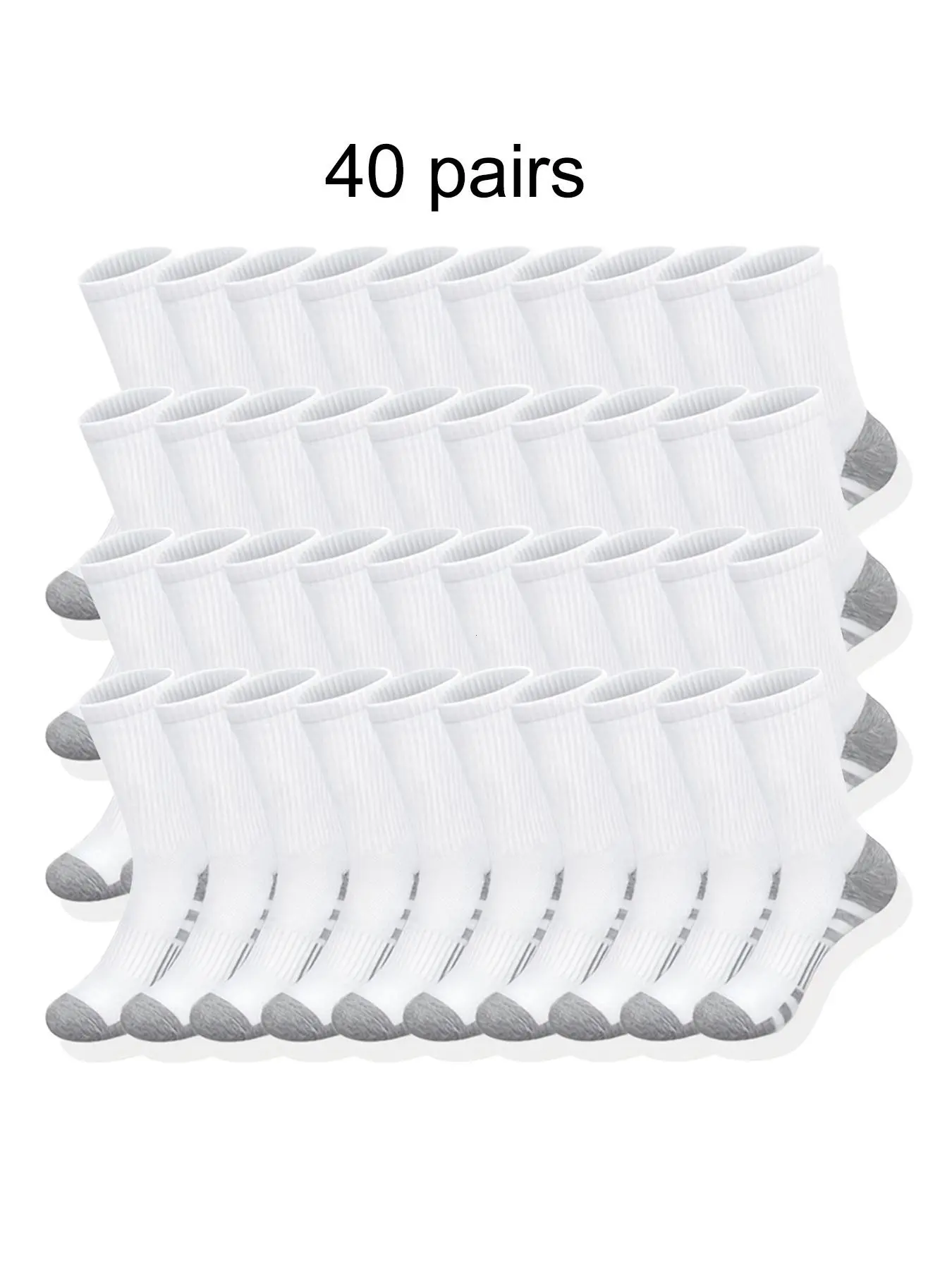30 Pairs Men's Classic Long Socks, Breathable, Comfortable, Moisture-Wicking, Striped Knit, Polyester Material