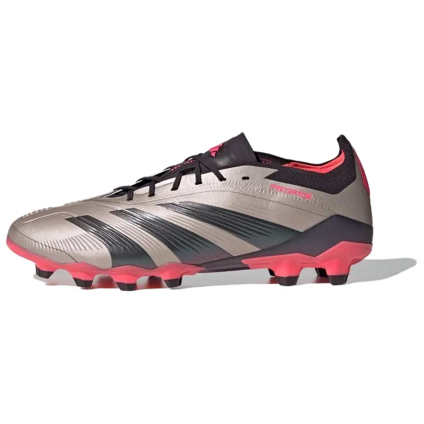 Adidas Predator Elite Men's Soccer Football Cleats - Comfort AG HG Studs for Traction, Durability - Silver Black, House White Official Shoes (Maison Mihara)