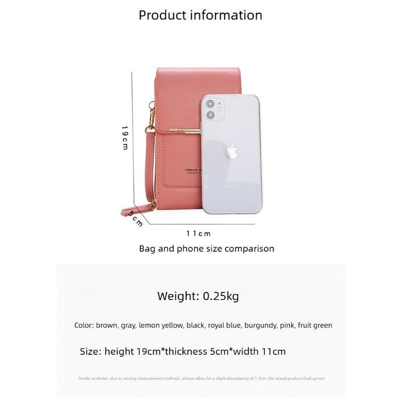 2026 Trendy Minimalist Touchscreen Crossbody Phone Wallet for Women, Water-Resistant with Multi-Card Slots & Coin Pouch, Adjustable Strap for Shopping & Travel, Available in Multiple Colors