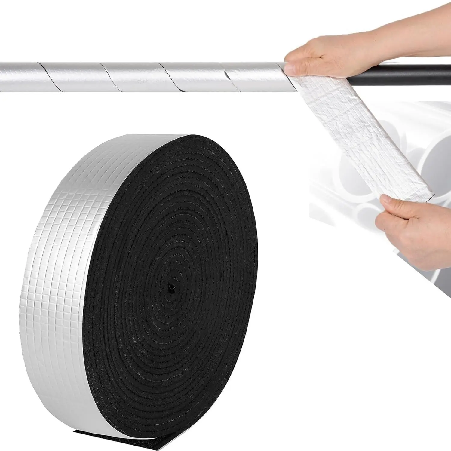 Pipe Insulation Wrap 2" Wide X 32.8 Ft Outdoor  and Foil Wrap Insulation Tape Self Adhesive for Winter Freeze Protection for Cold Hot Water Pipes for  Heat Loss (1 Roll)