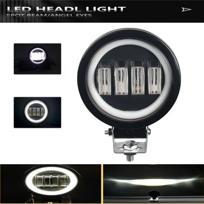 Circular 40w High Power LED Work Light for Automotive Cars Motorcycles Electric Vehicles, Modified Fog Lamp, External Spotlight with Lens, Motorcycle Led Lights, Led Front Lights, Driving Lights