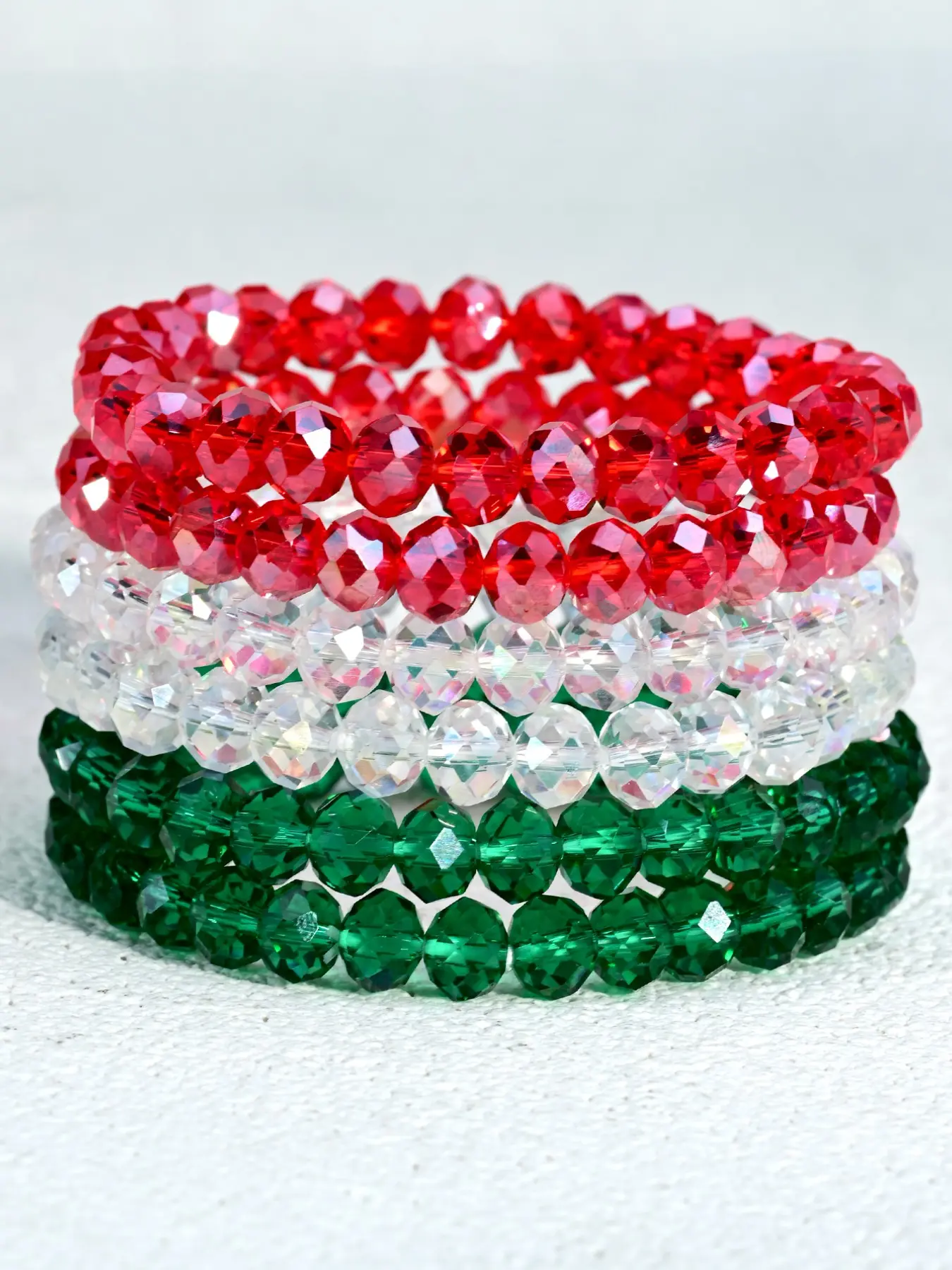 6pcs Bohemian Faceted Artificial Crystal Bracelets, Elegant Bangle, Unisex Mexican Independence Day Christmas Gift