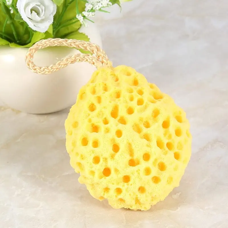 Body Sponge Ball Hydrophilic Polyurethane Bath Sponge 8.5 X 7 Cm Quick Dry Soft Cleansing Scrubber Heat Safe for Shower Bath Sensitive Skin Adults and Kids (Yellow)