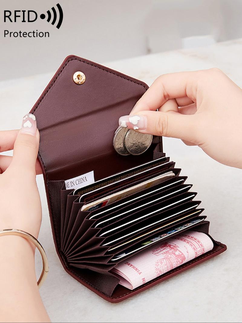 Simple Plain Color Card Holder, Casual Versatile Mini RFID Blocking Credit Card Holder for Men and Women, Lightweight Portable Minimalist PU Leather Solid Color Coin Small Wallet Card Holder