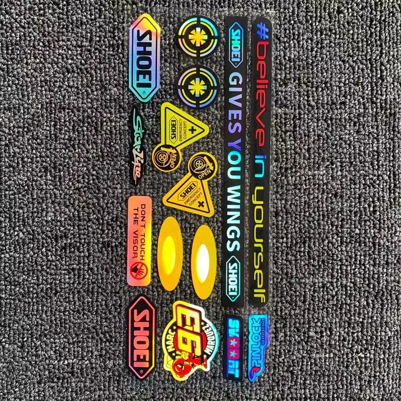 Vibrant Laser Reflective Car Stickers, Motorcycle Race Sponsorship Decals, Universal Helmet Body Modification Stickers