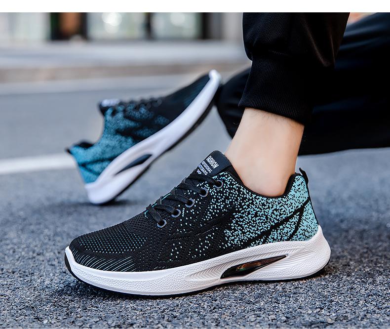 New men's sports shoes with soft soles, comfortable running shoes, breathable fly-knit fabric shoes, popular cross-border export sports and casual shoes