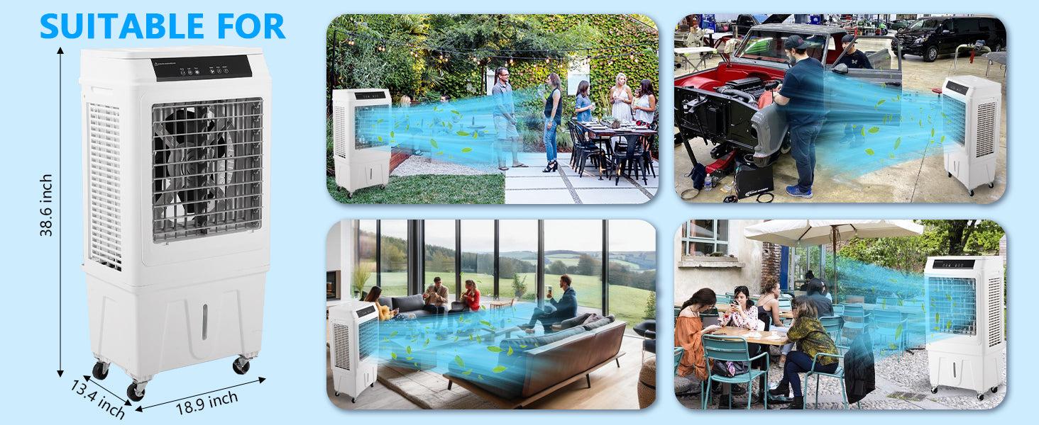 【GARVEE】Evaporative Air Cooler, GARVEE 3000CFM Swamp Cooler With Remote Control and 12H Timer, 4 Ice Packs, 3 Modes & Wind Speeds for Outdoor Indoor Use, 10.3 Gallon