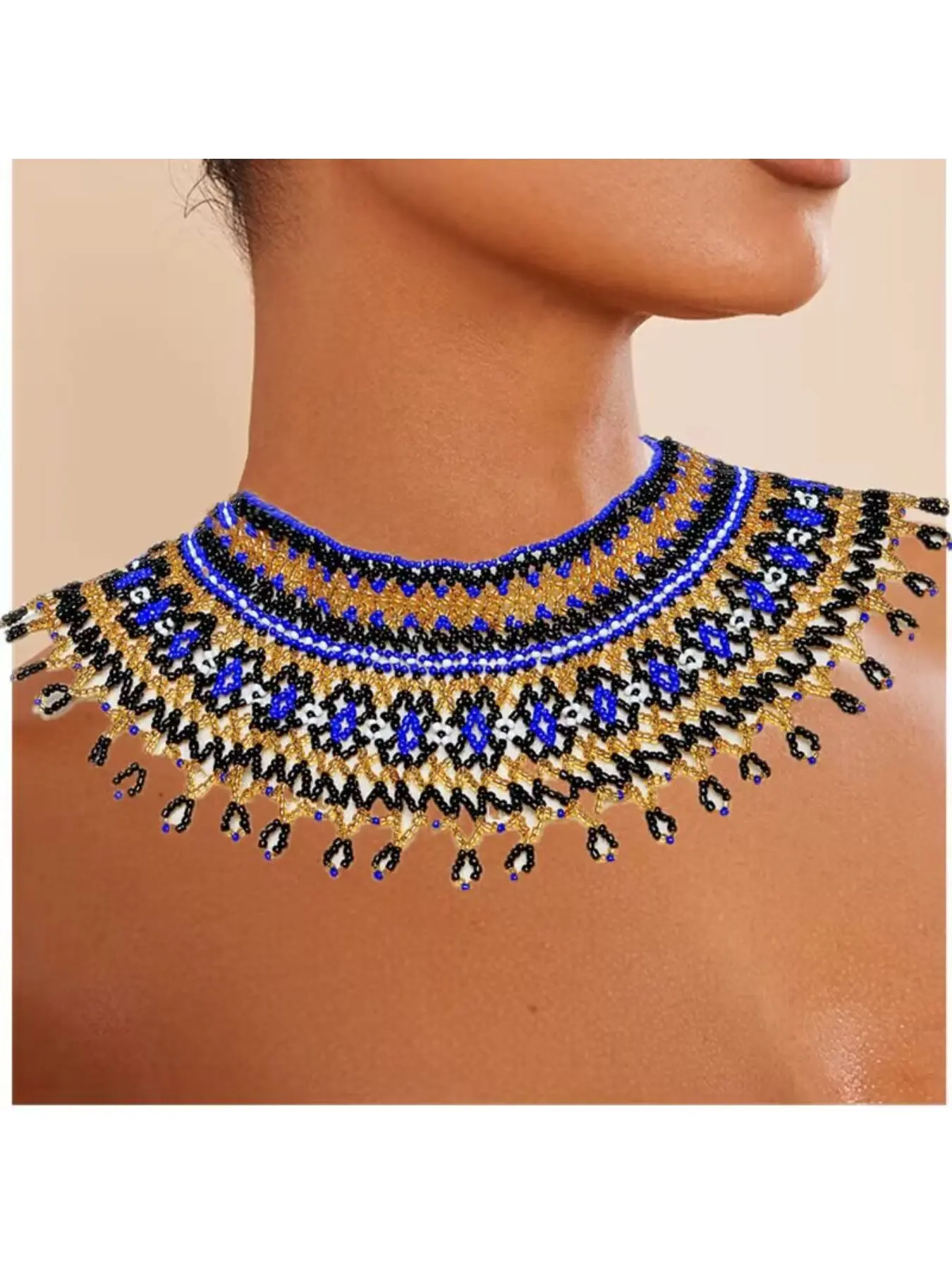 Cleopatra beaded costume necklace assembly beaded dress