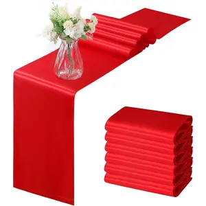 6 Pack Satin Runners 12 x 72 Inch Bright Silky Smooth Satin Table Runners for Birthday Wedding Party Banquets, Red