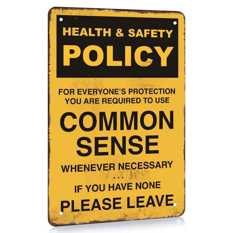 [Common Sense] Humorous Metal Sign| 1pc 8x12"| Metal| Durable, 2D| Bar, Workshop, Garage Wall Decor| Vintage Yellow & Black Hanging