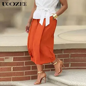 UOOZEE Minimalist Women's Loose Cotton Pants - Women's Clothes, Breathable Soft Fabric, Elastic Waistband, Lantern Style with Pockets, Casual Summer Outfit Bottoms