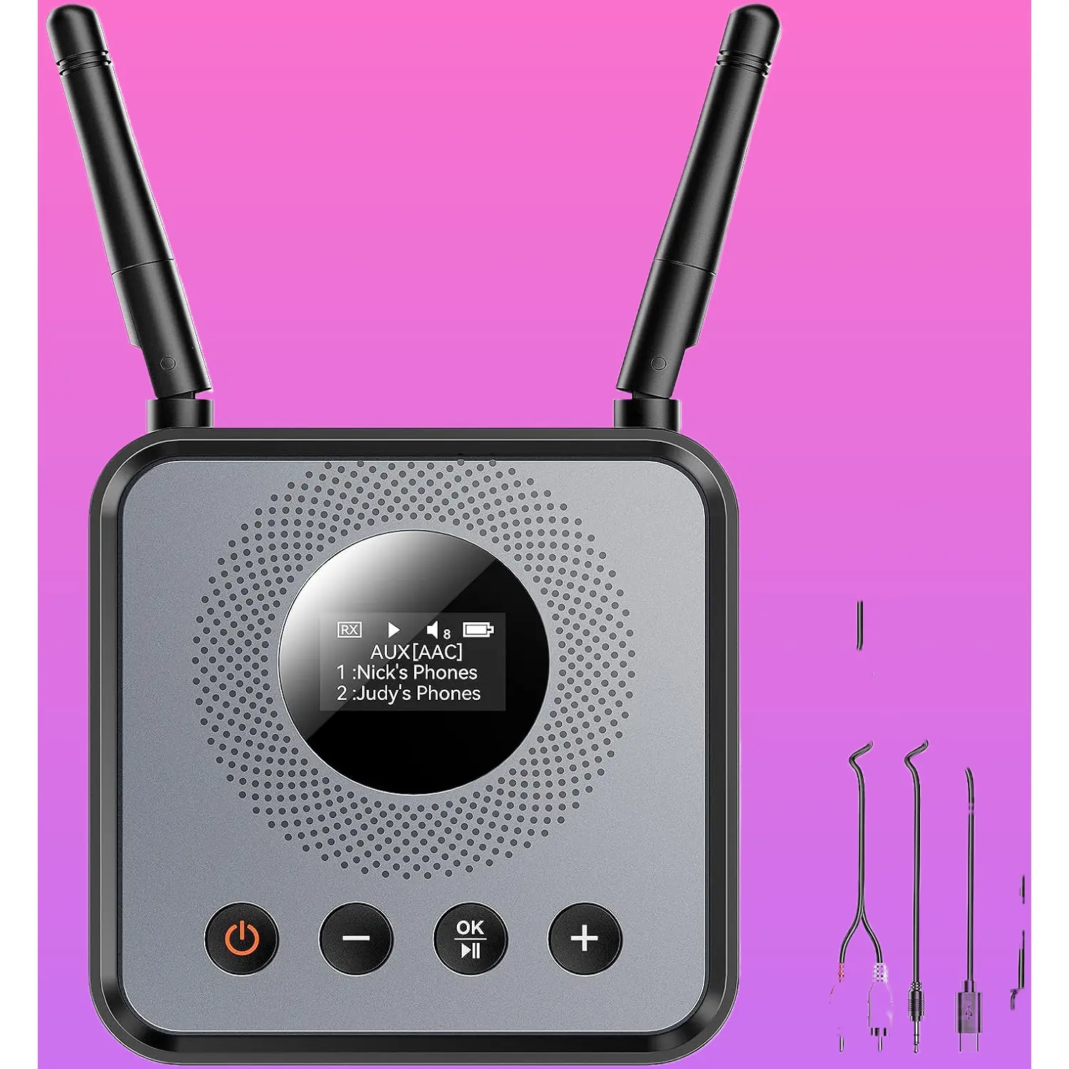 2-in-1 Bluetooth Audio Receiver Transmitter, OLED Display, Low Latency, Dual Pairing, 30M Range, Optical AUX RCA, for Home Stereo TV PC