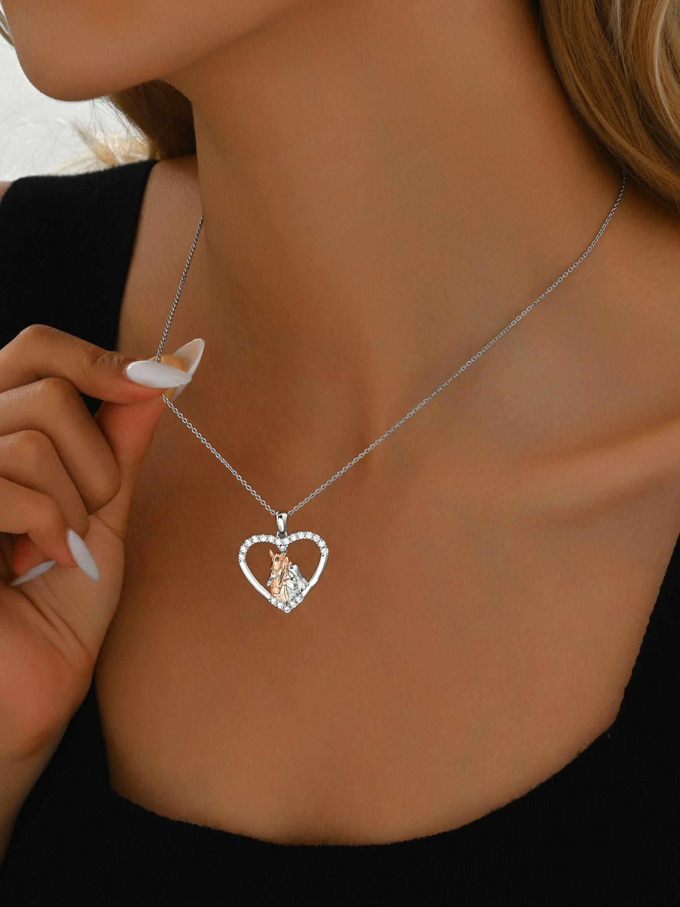 925 Sterling Silver Horse Design Necklace for Women, Fashion Jewelry for Party Clothing Decor, Trendy All-match & Exquisite Jewelry for Birthday Gift, Sentimental Necklaces, Animal Pendant